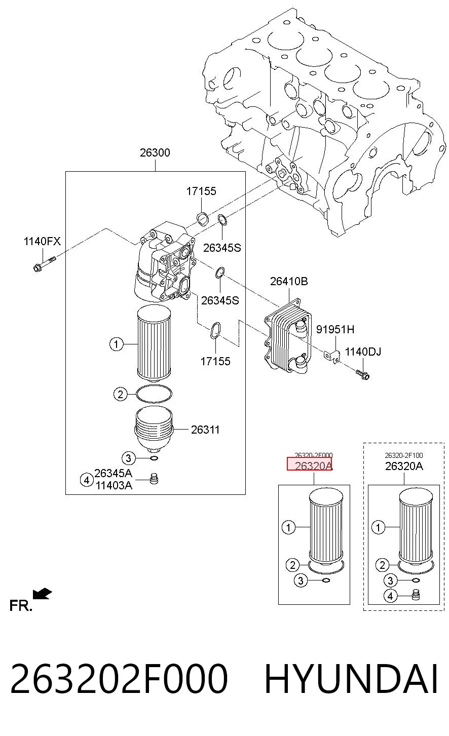 263202F000 Hyundai/Kia Filtr oleju