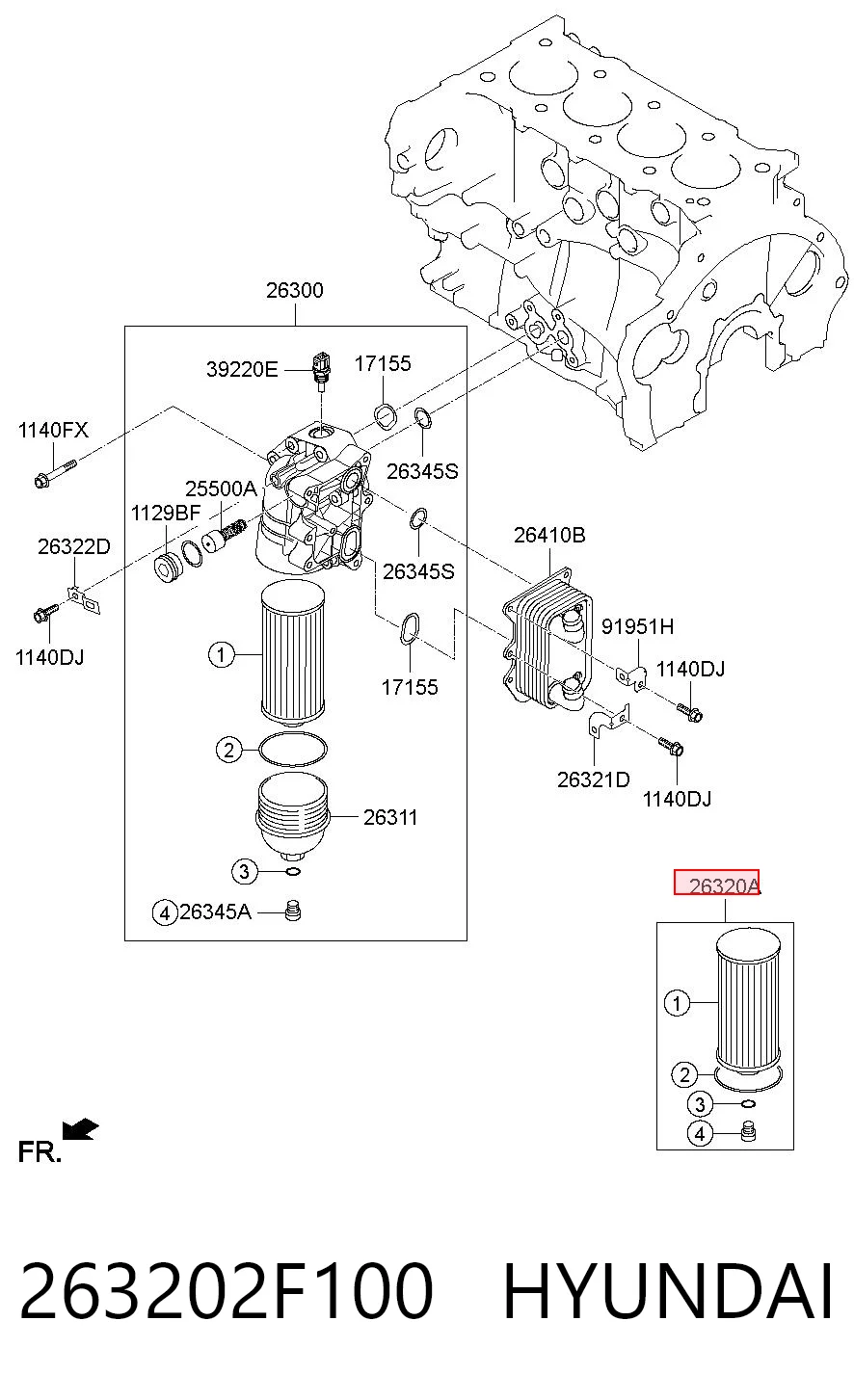 263202F100 Hyundai/Kia Filtr oleju