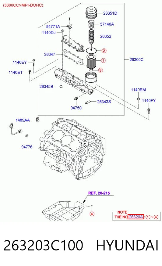 263203C100 Hyundai/Kia Filtr oleju