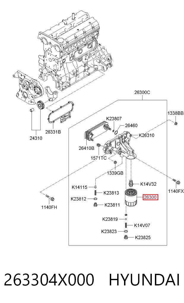 263304X000 Hyundai/Kia Filtr oleju