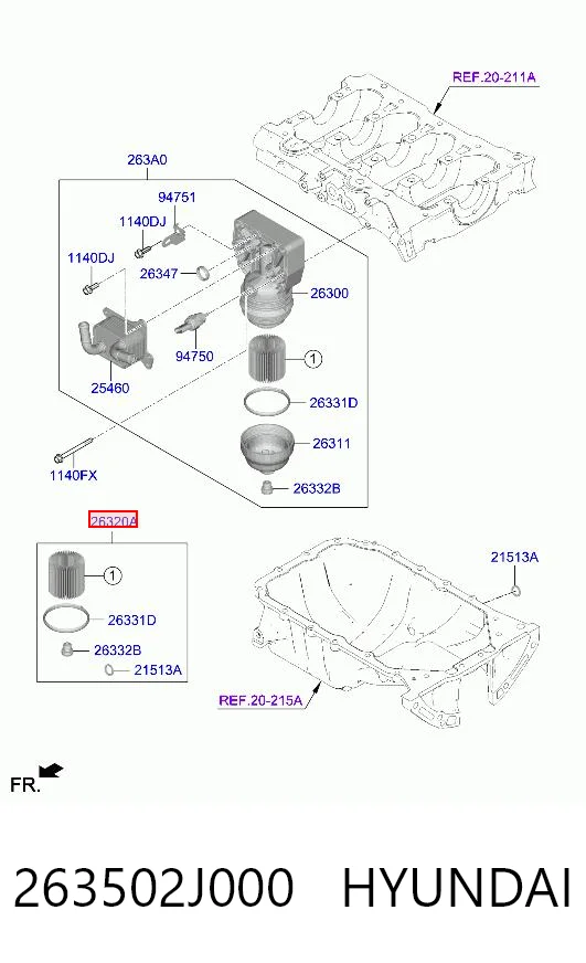 263502J000 Hyundai/Kia Filtr oleju