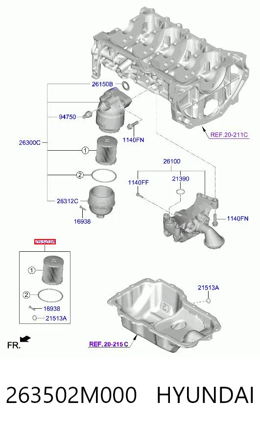 263502M000 Hyundai/Kia Filtr oleju