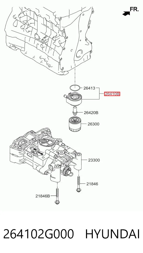 264102G000 Hyundai/Kia Chłodnica oleju, pod filtrem