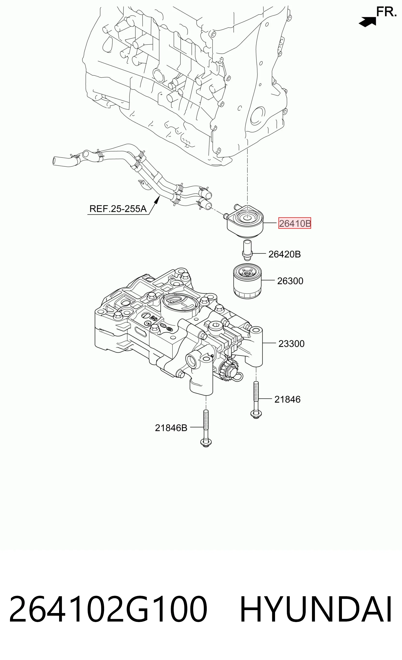 264102G100 Hyundai/Kia Chłodnica oleju, pod filtrem