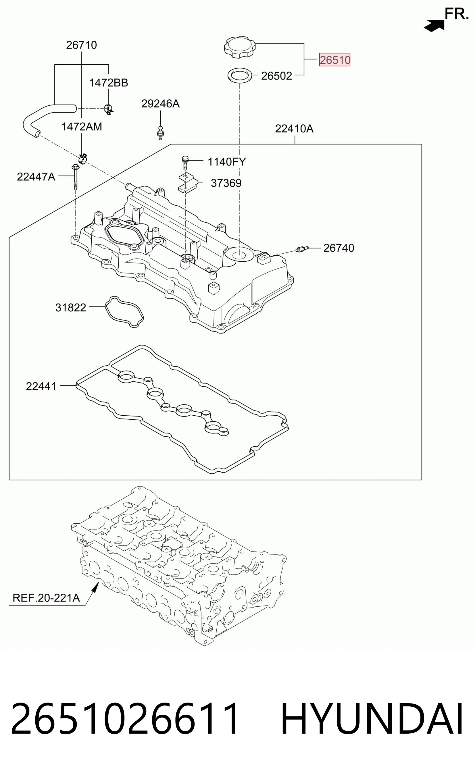 2651026611 Hyundai/Kia Korek wlewu oleju