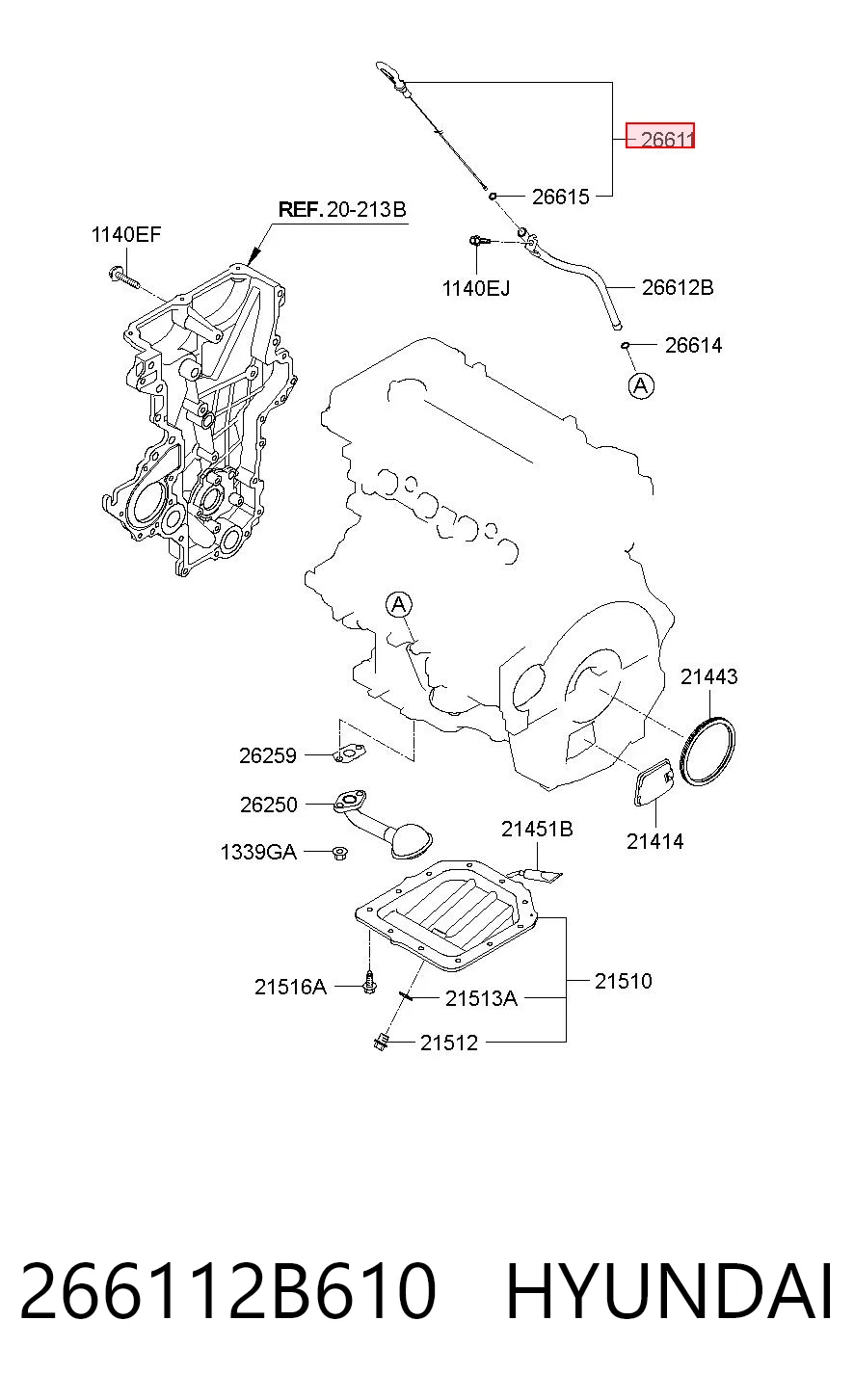 266112B610 Hyundai/Kia Bagnet poziomu oleju w silniku