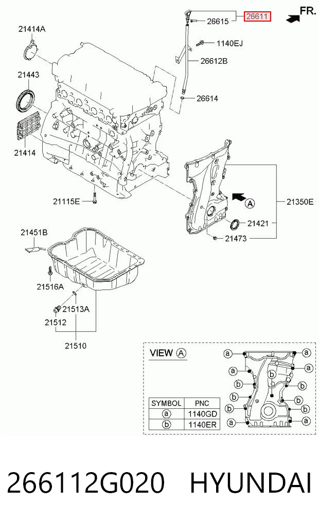 266112G020 Hyundai/Kia Bagnet poziomu oleju w silniku