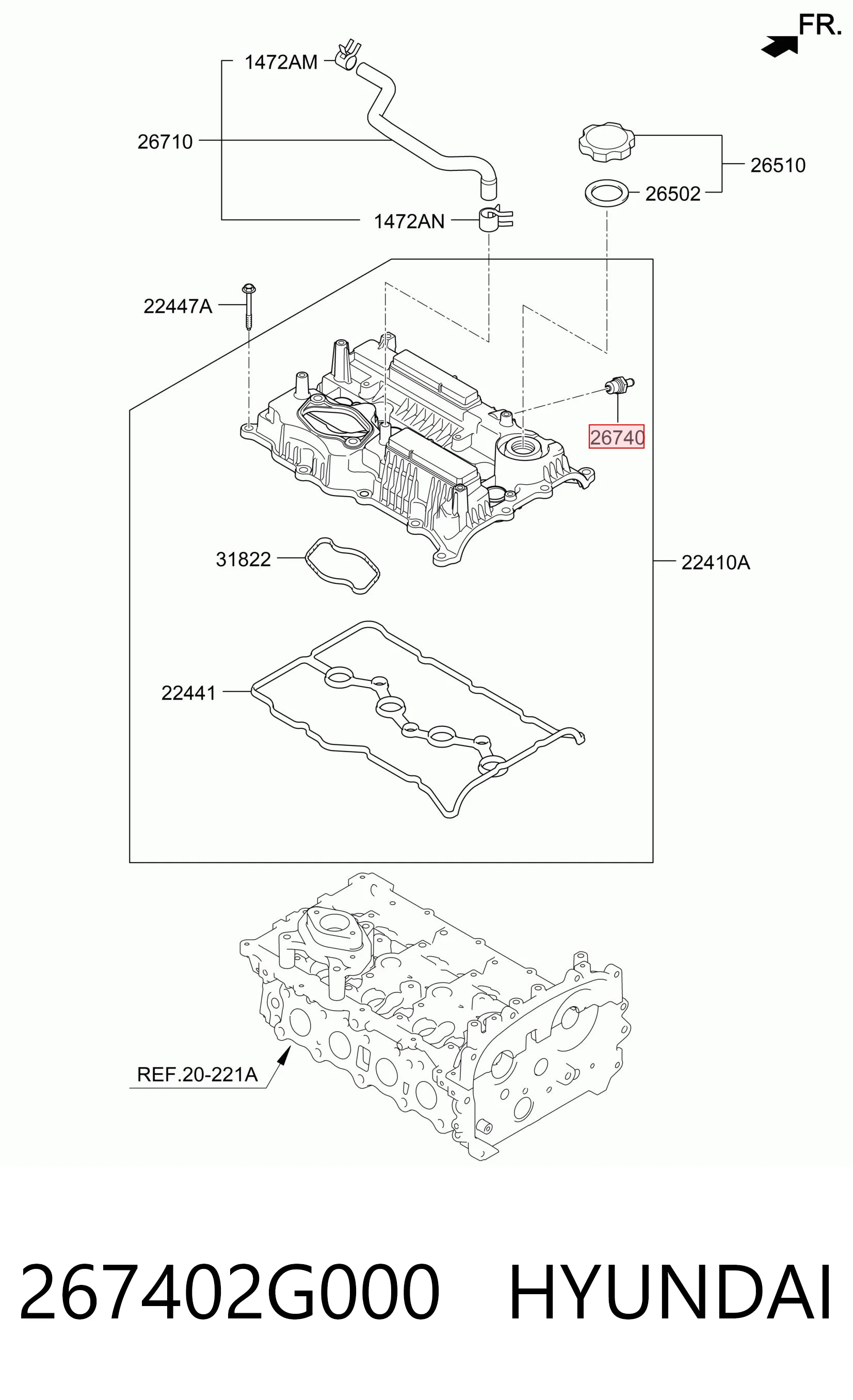 Zawór PCV odpowietrzający silnik do KIA Rio III UB