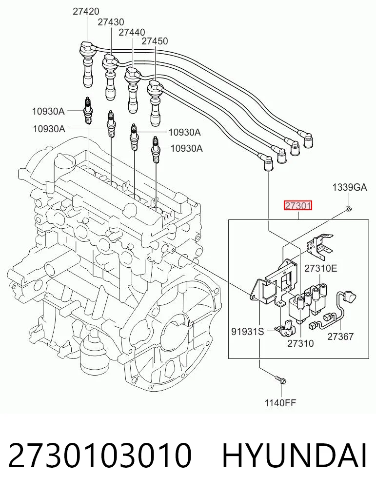 2730103010 Hyundai/Kia Cewka zapłonowa