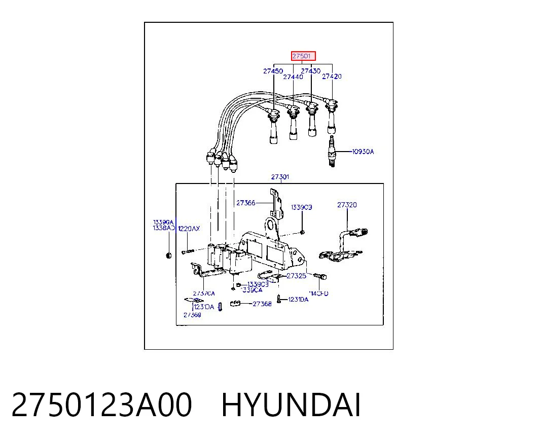 2750123A00 Hyundai/Kia Zestaw przewodów wysokiego napięcia