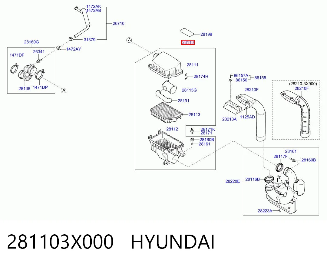 Obudowa filtra powietrza do Hyundai Elantra V MD