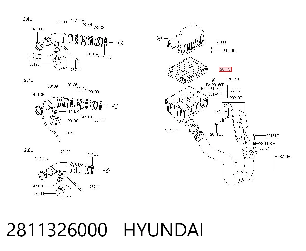 2811326000 Hyundai/Kia Filtr powietrza