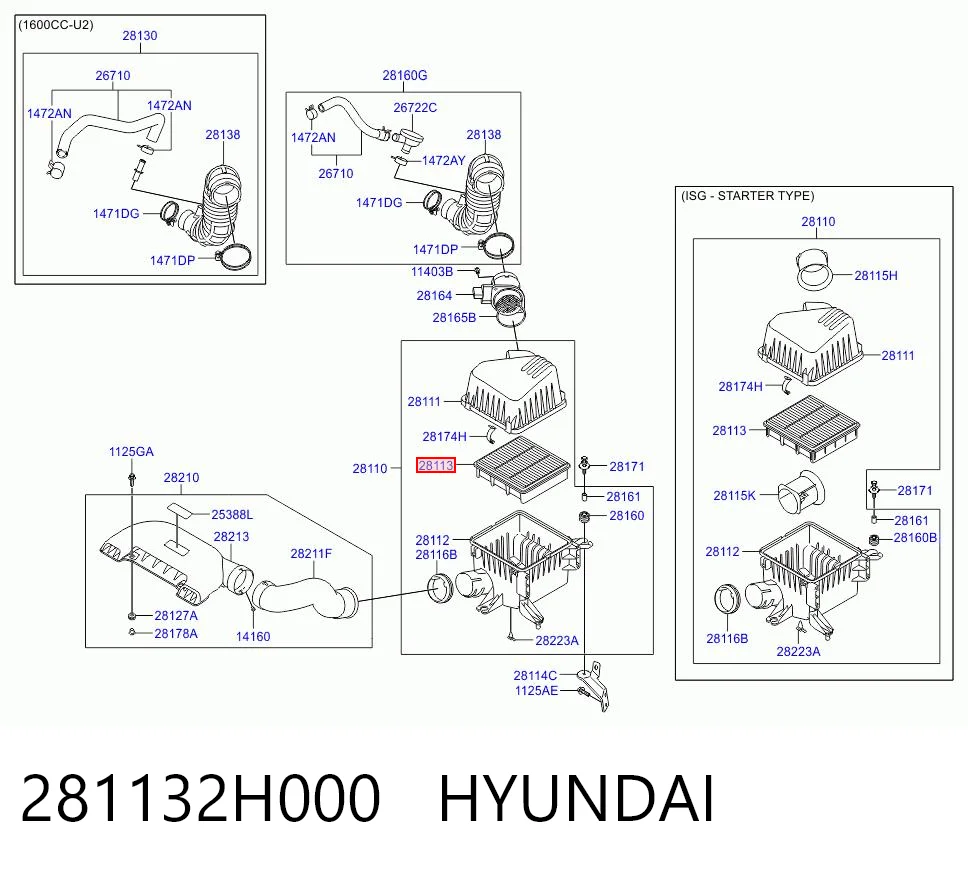 281132H000 Hyundai/Kia Filtr powietrza