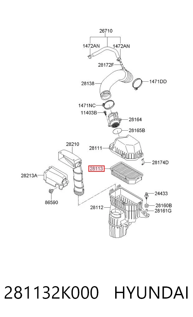 281132K000 Hyundai/Kia Filtr powietrza