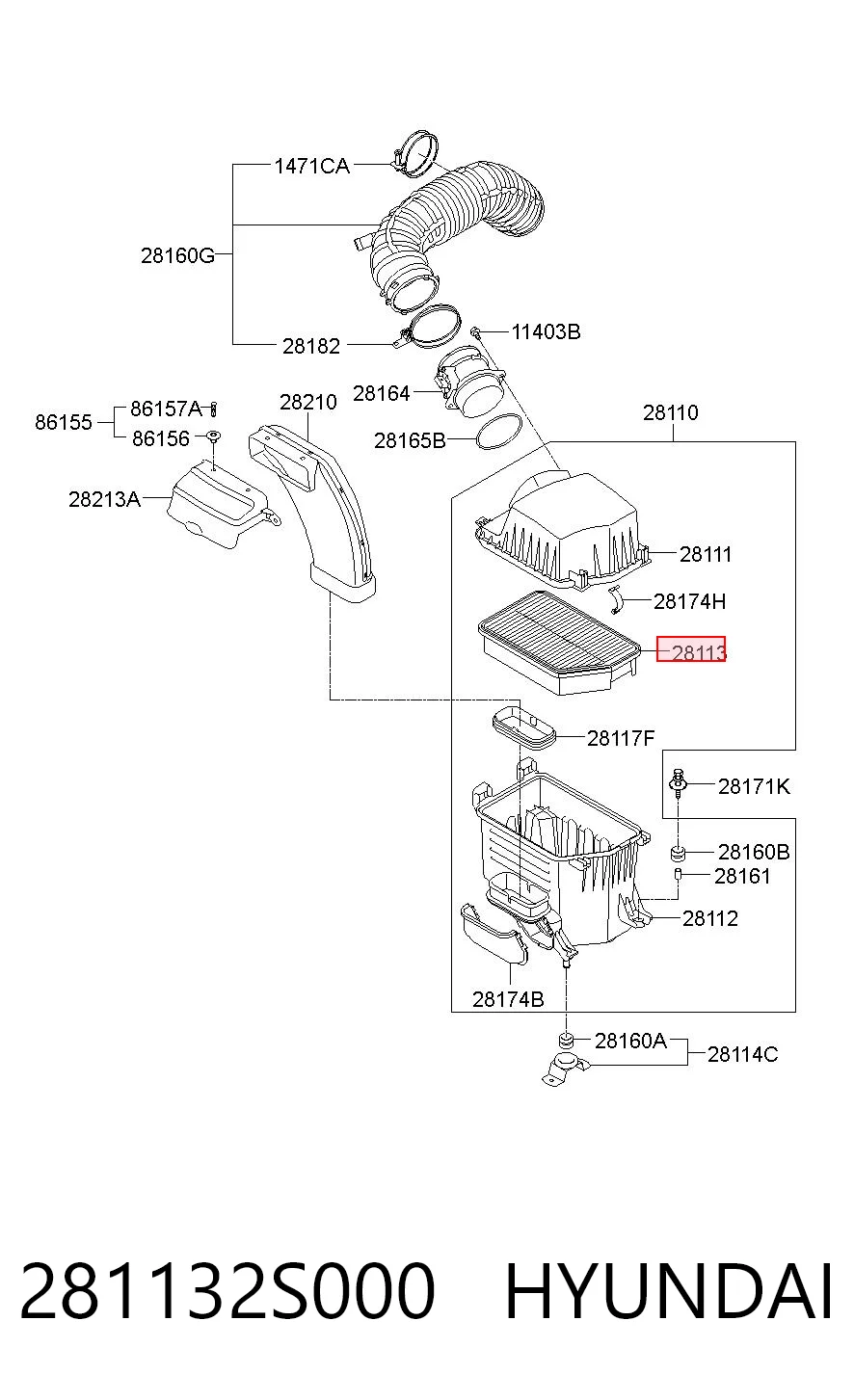 281132S000 Hyundai/Kia Filtr powietrza