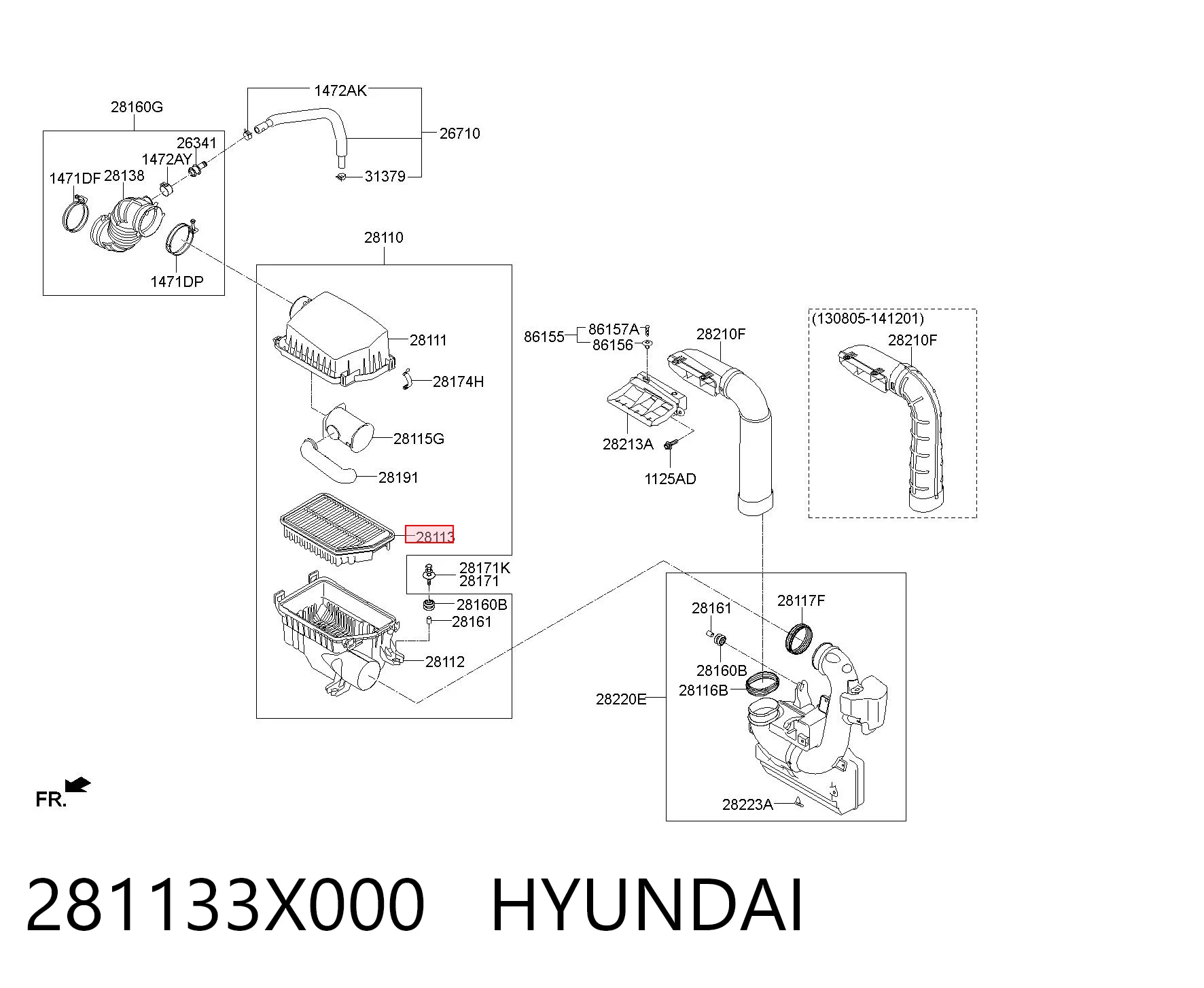 281133X000 Hyundai/Kia Filtr powietrza