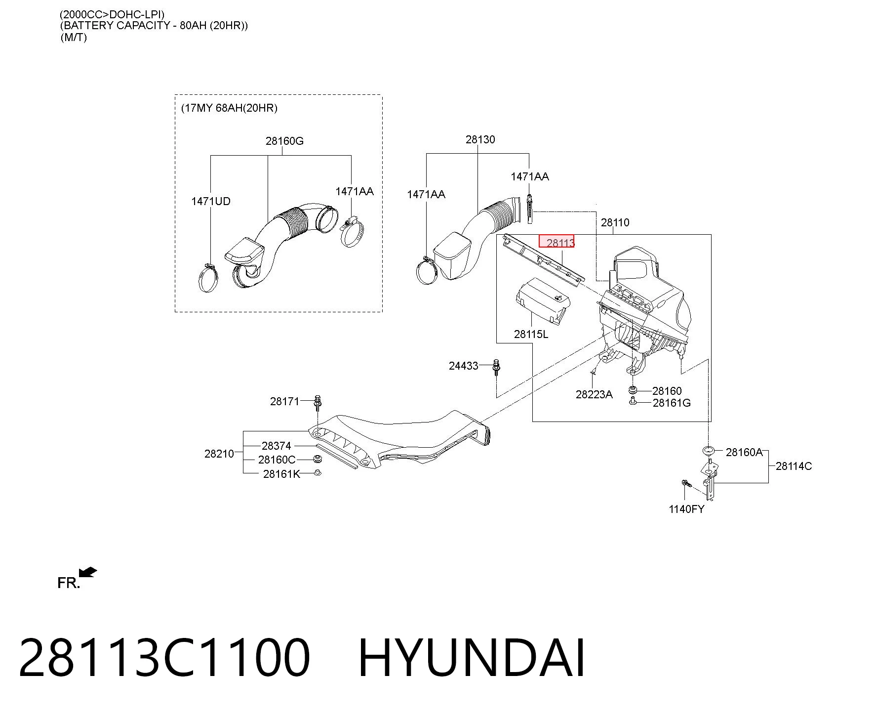 28113C1100 Hyundai/Kia Filtr powietrza