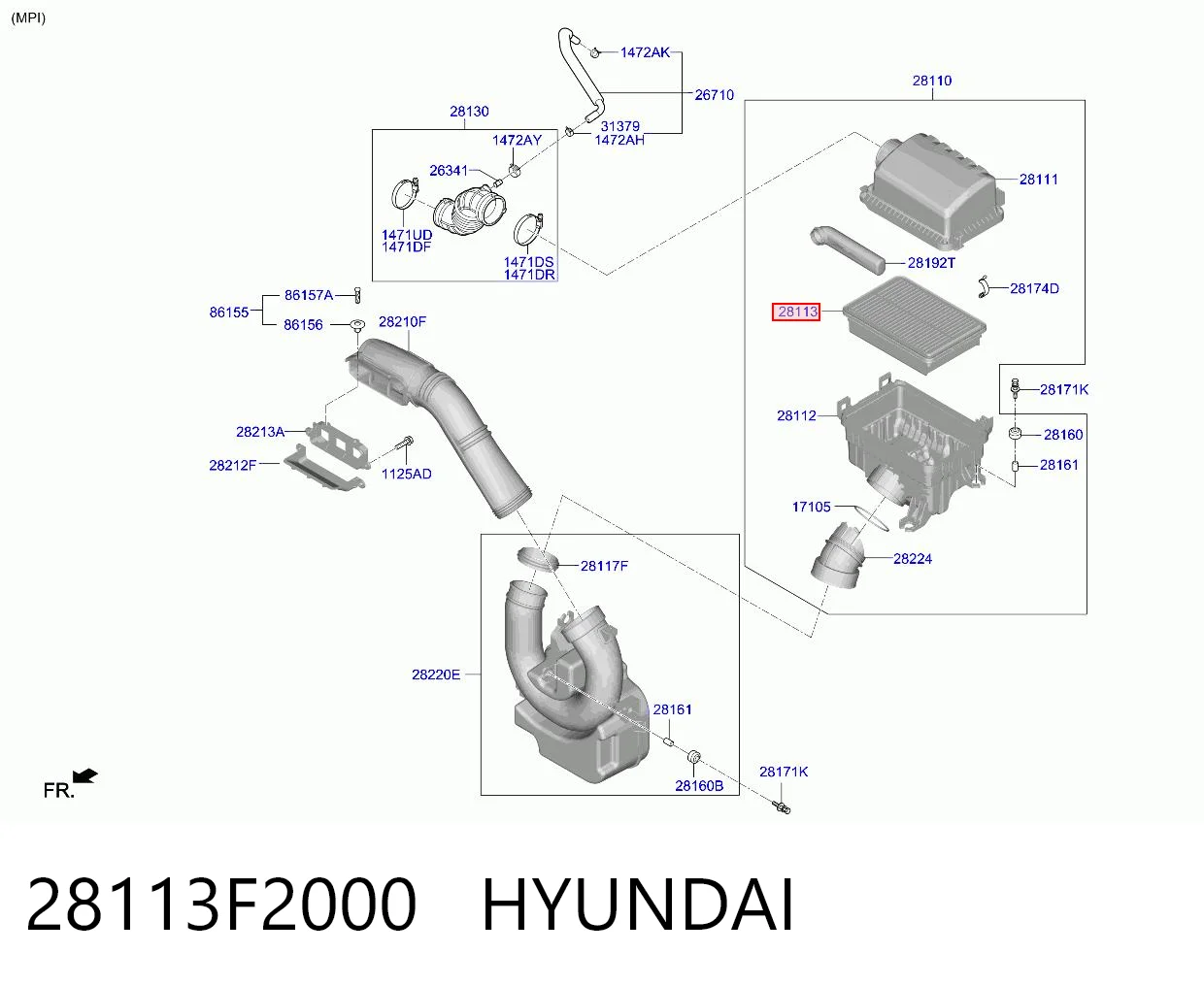 28113F2000 Hyundai/Kia Filtr powietrza