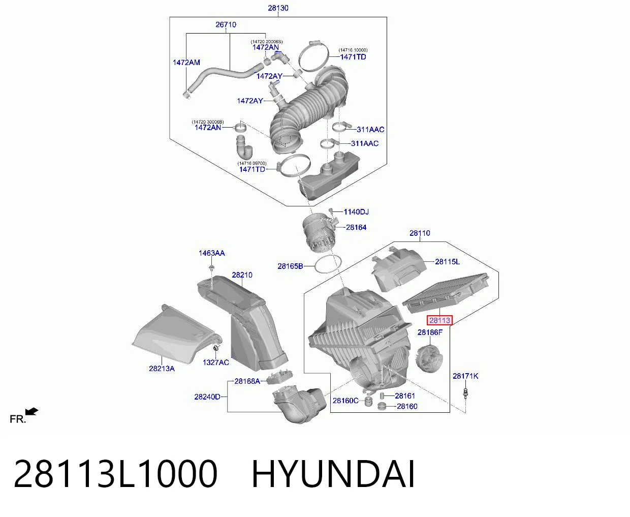 28113L1000 Hyundai/Kia Filtr powietrza