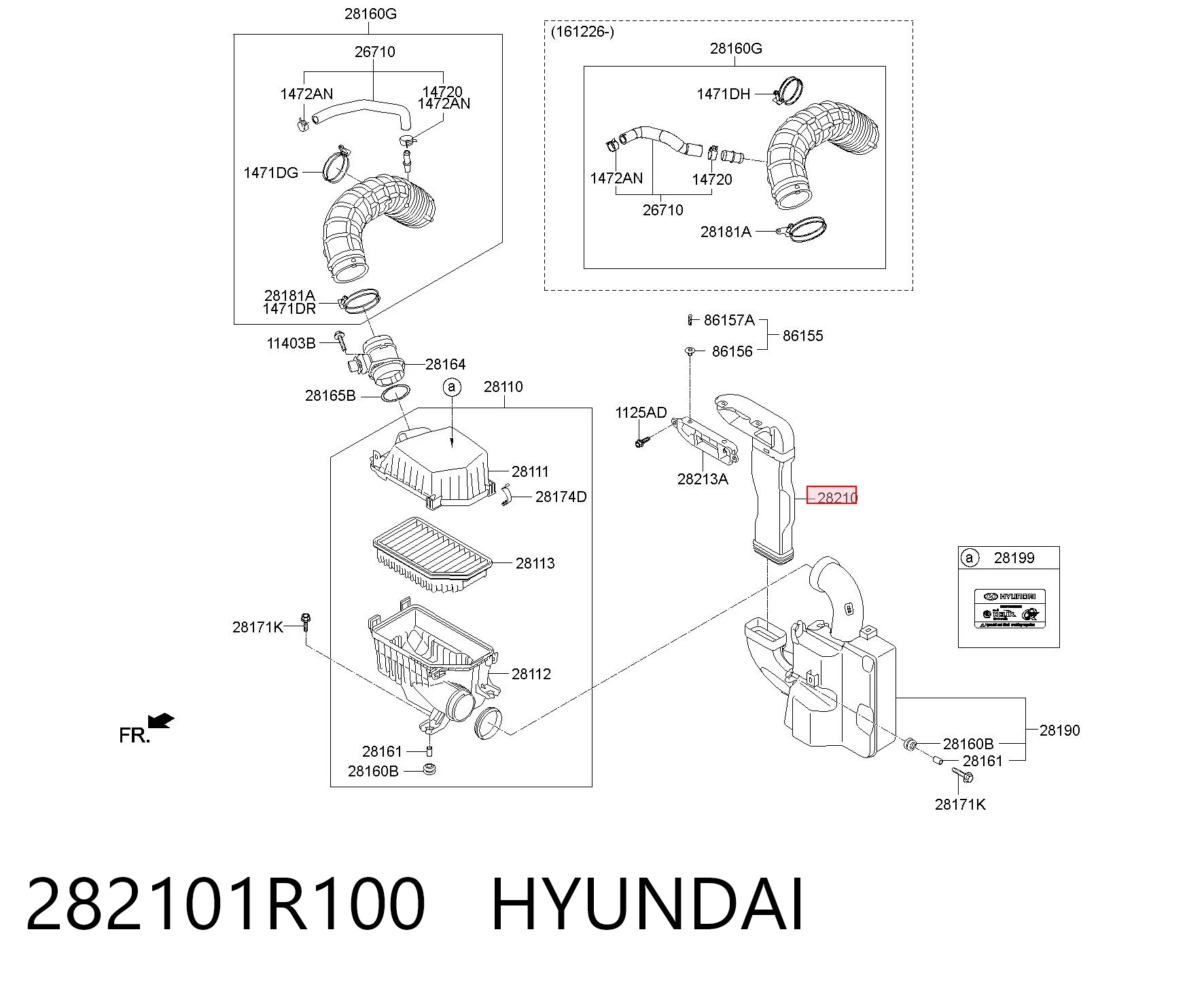 282101R100 Hyundai/Kia Wlot powietrza do filtra powietrza