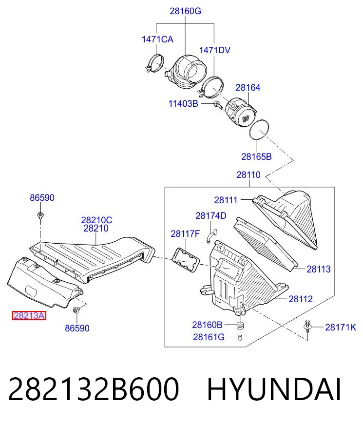 Kupić Wlot powietrza do filtra powietrza Hyundai Santa Fe II CM w dobrej cenie