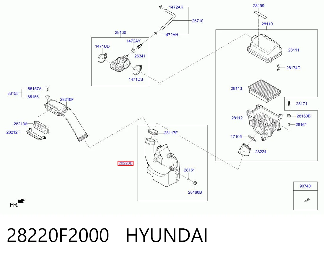 28220F2000 Hyundai/Kia Rezonator filtra powietrza