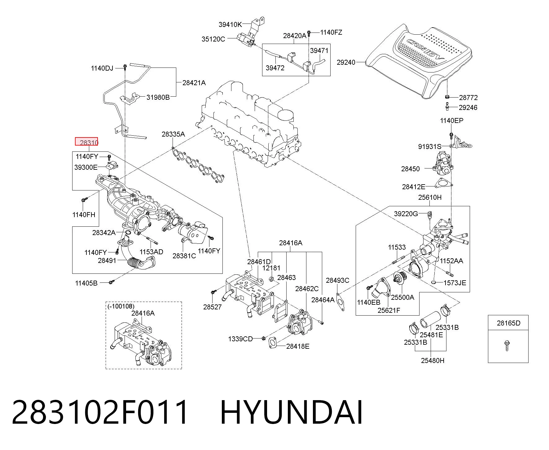 283102F011 Hyundai/Kia Kolektor ssący