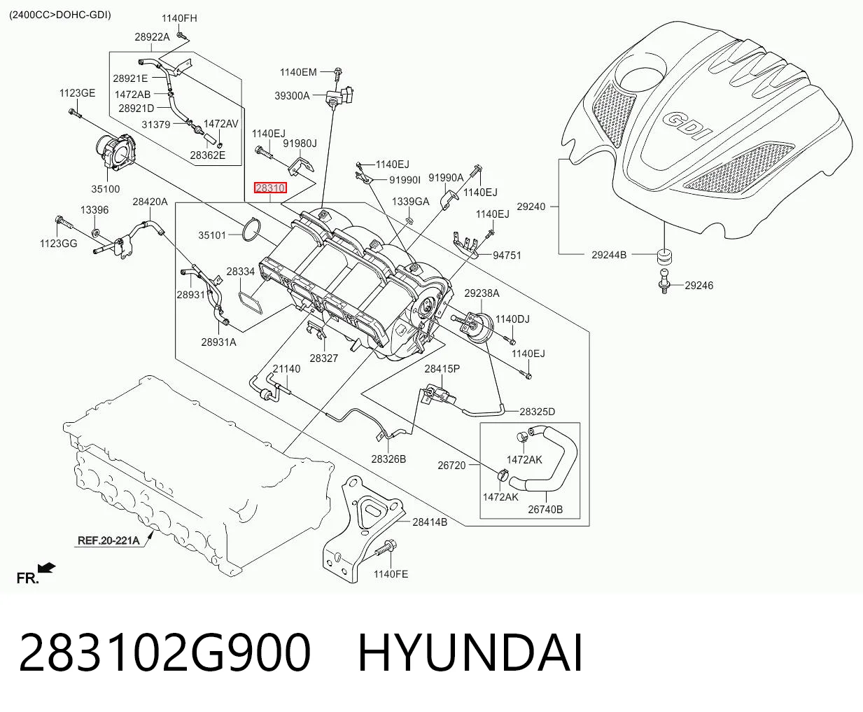 283102G900 Hyundai/Kia Kolektor ssący