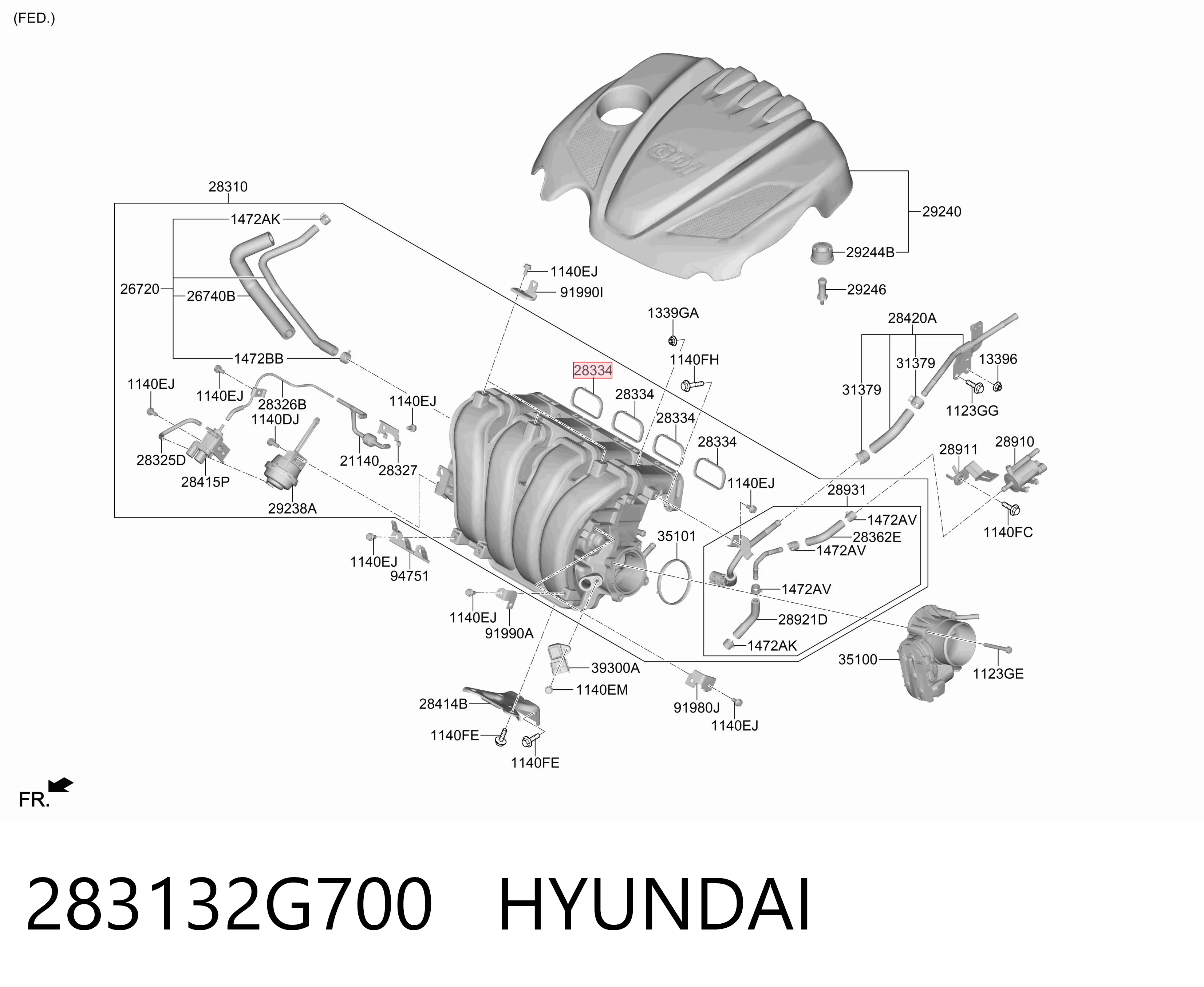 283132G700 Hyundai/Kia Uszczelka kolektora ssącego