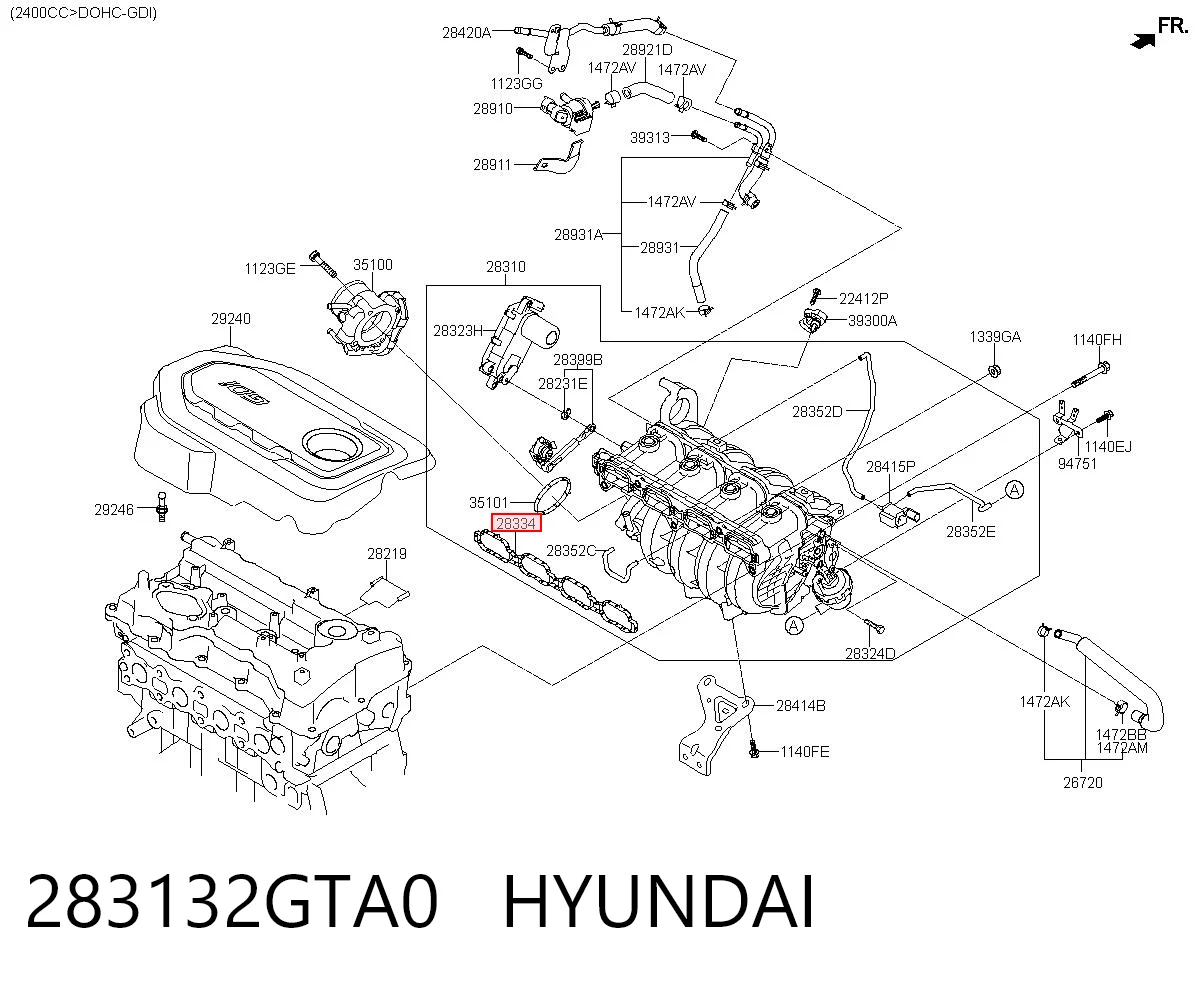 Uszczelka kolektora ssącego do Hyundai Santa Fe IV TM, TMA