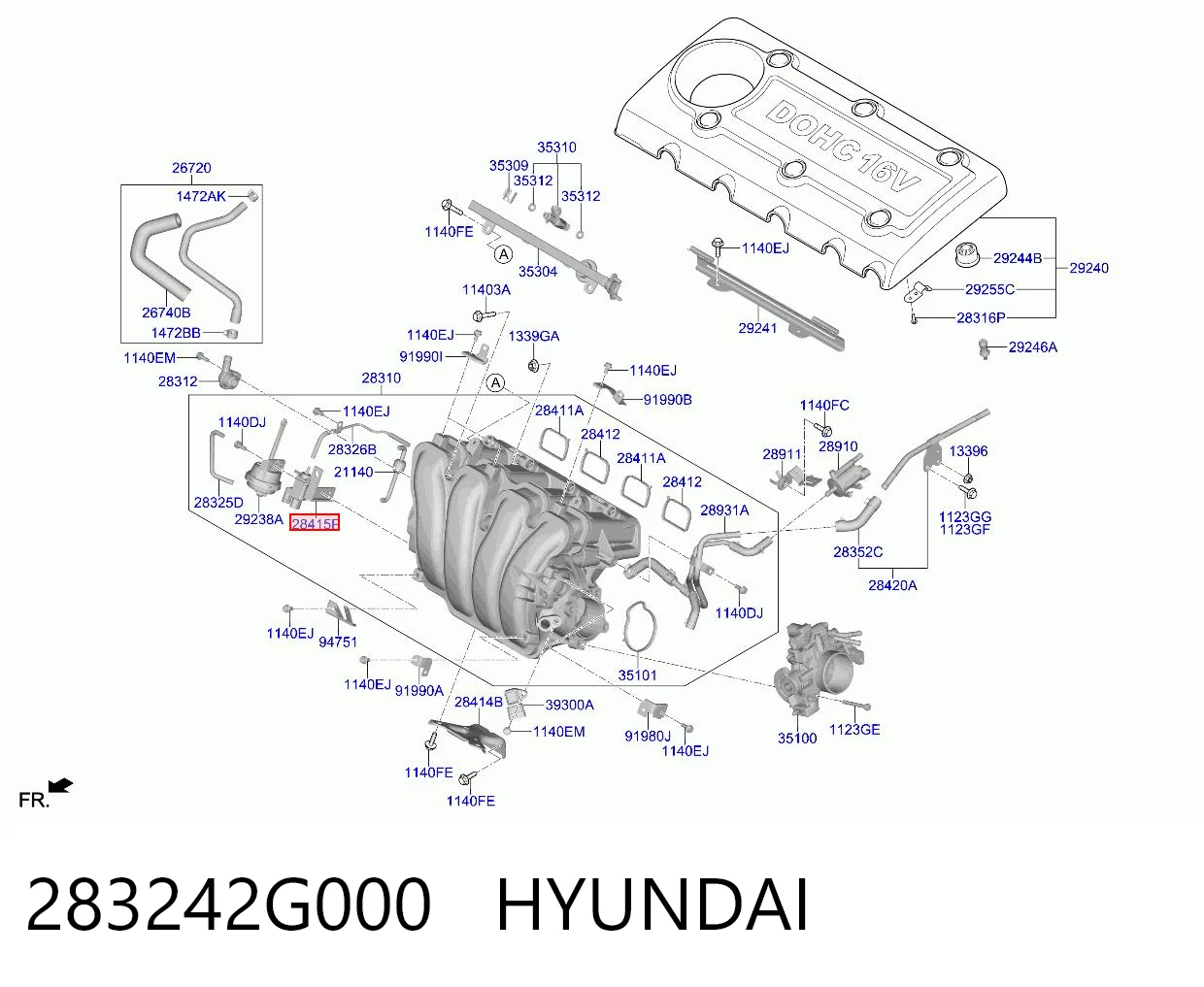 283242G000 Hyundai/Kia Zawór elektromagnetyczny regulacji klapy EGR