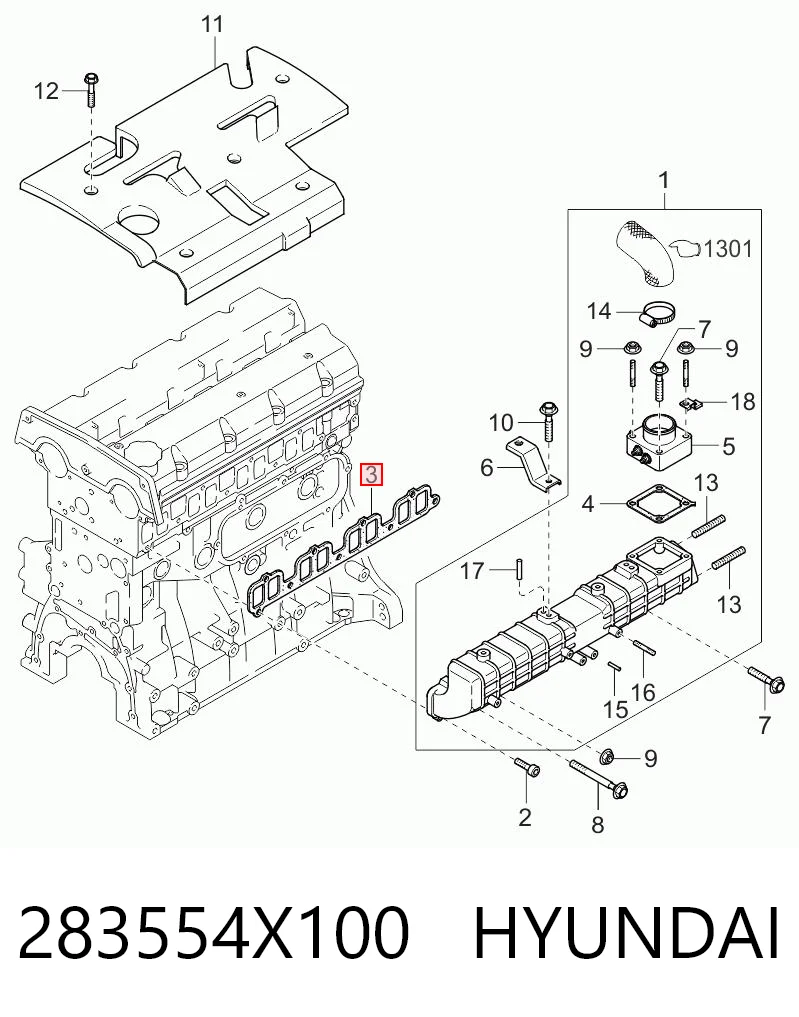 Do koszyka Uszczelka kolektora ssącego KIA Carnival II GQ