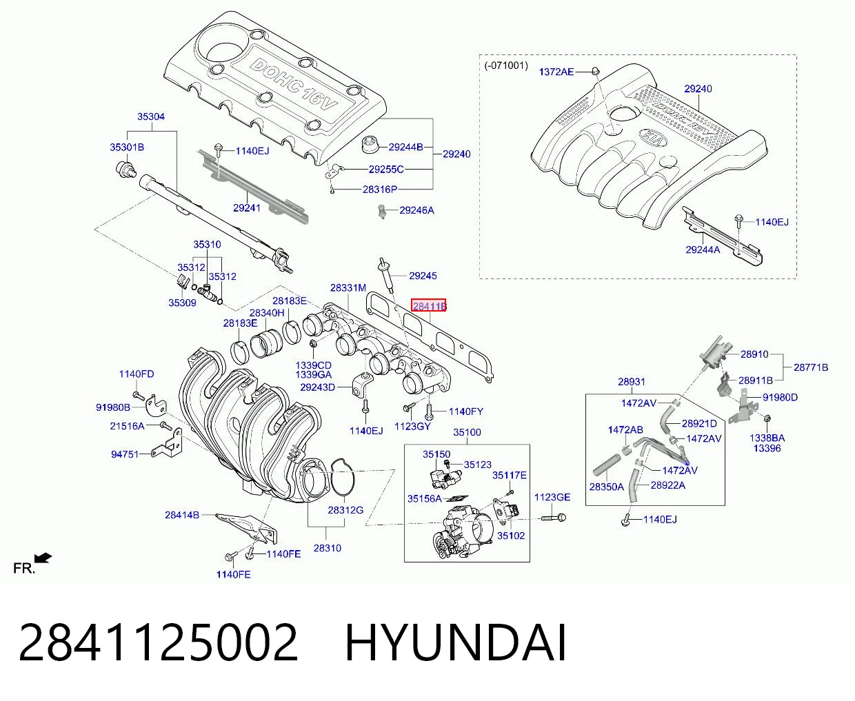 2841125002 Hyundai/Kia Uszczelka kolektora ssącego