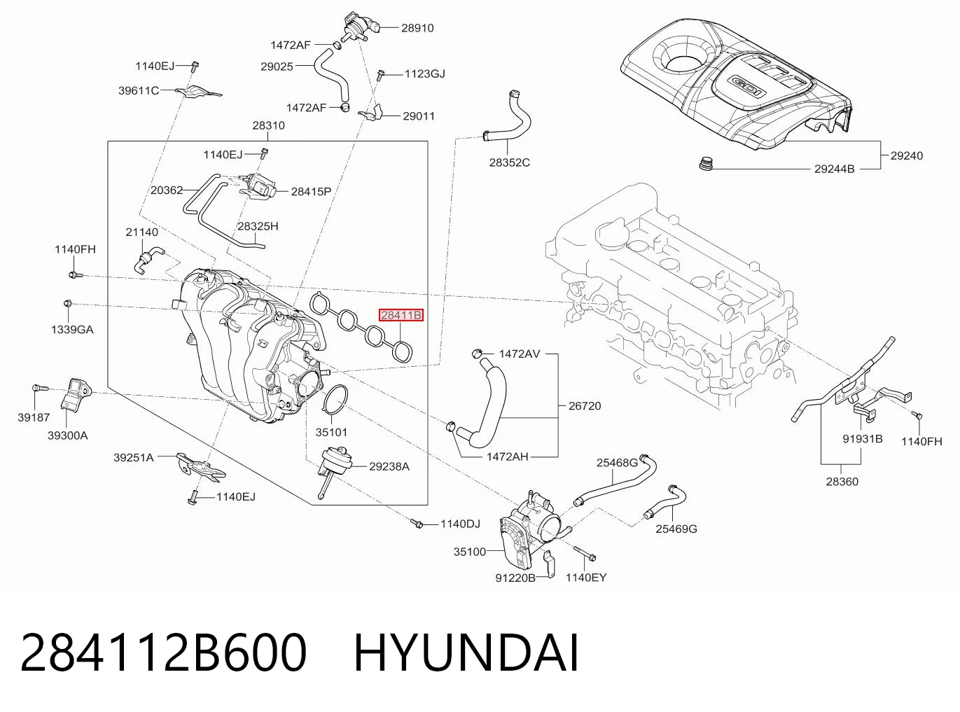 284112B600 Hyundai/Kia Uszczelka kolektora ssącego