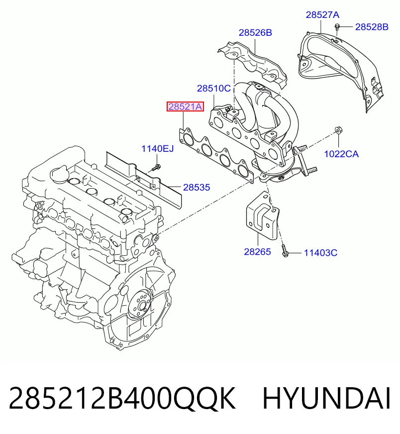 Do koszyka Uszczelka kolektora wydechowego KIA Cerato II TD
