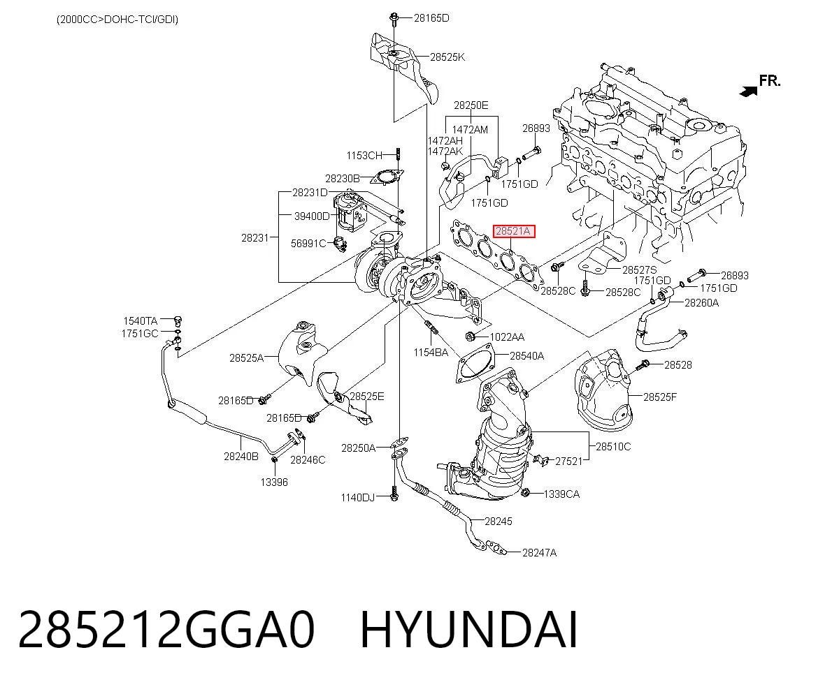 285212GGA0 Hyundai/Kia Uszczelka kolektora wydechowego