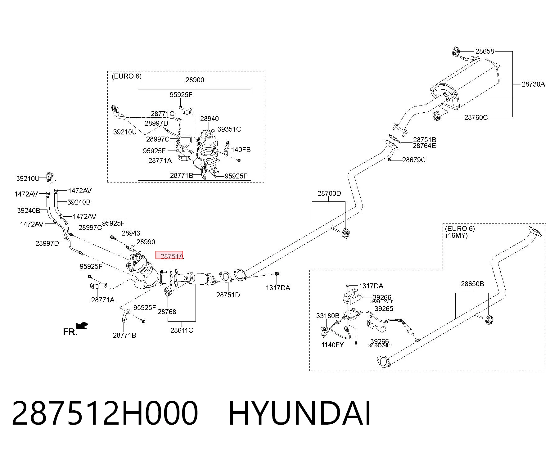 287512H000 Hyundai/Kia Uszczelka rury odbiornika tłumika