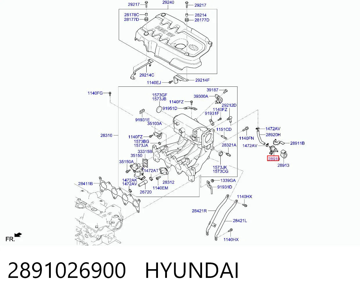 2891026900 Hyundai/Kia Zawór odpowietrzający katalizatora