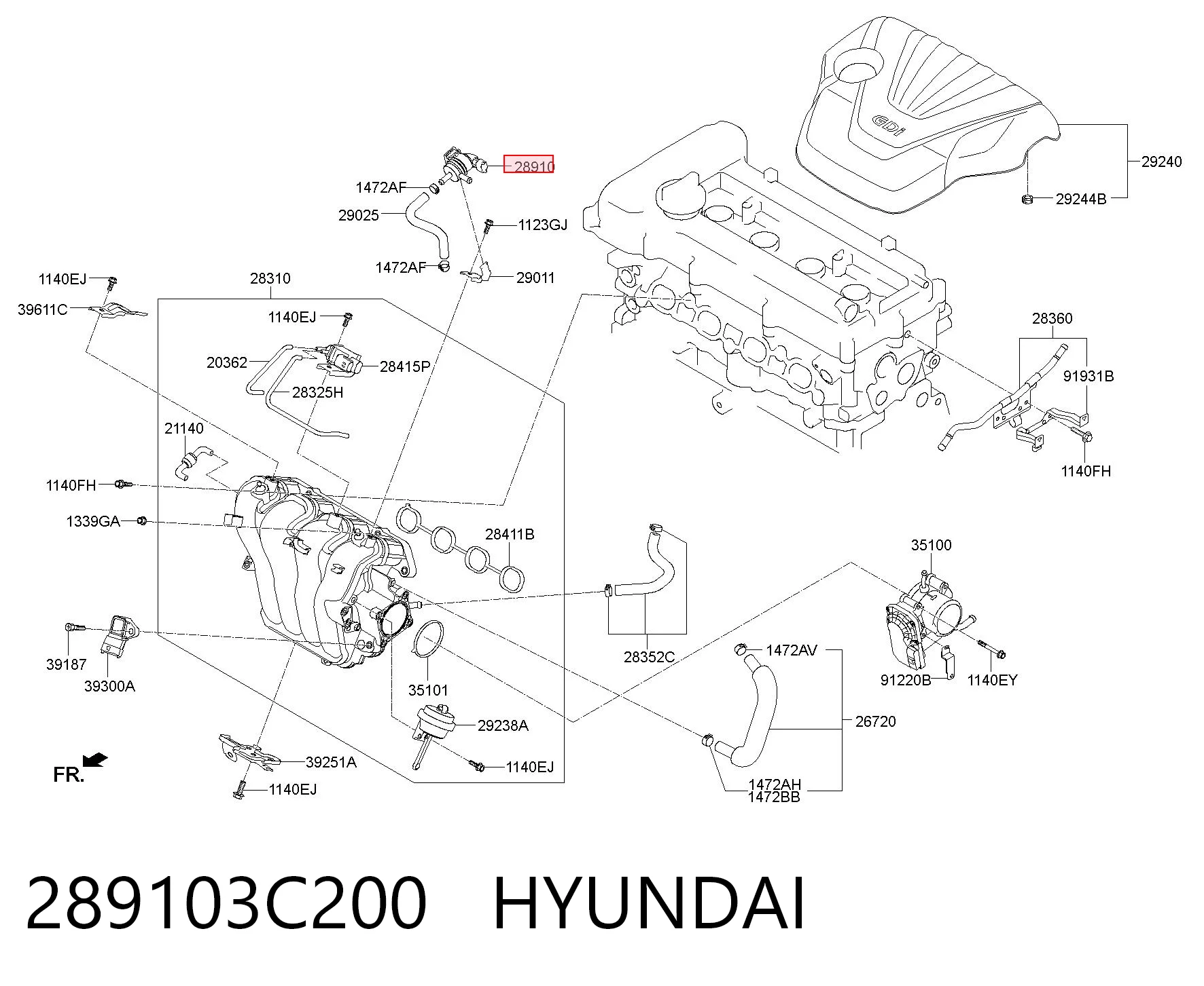 289103C200 Hyundai/Kia Zawór pochłaniacza oparów paliwa