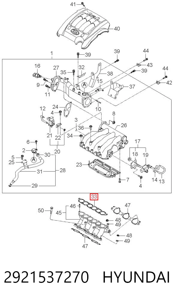 2921537270 Hyundai/Kia Uszczelka kolektora ssącego górna