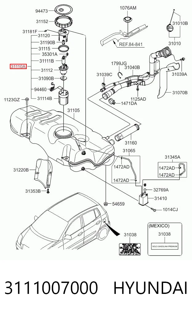 3111007000 Hyundai/Kia Moduł pompy paliwowej z czujnikiem poziomu paliwa