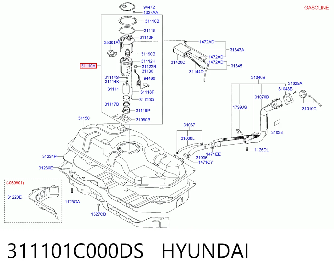 Moduł pompy paliwowej z czujnikiem poziomu paliwa do Hyundai Getz  