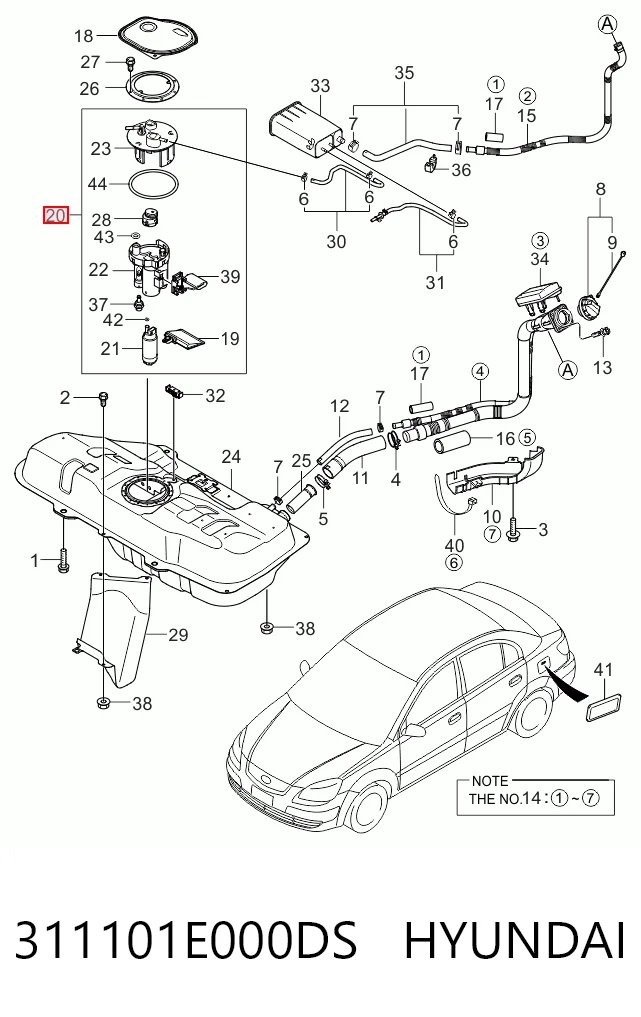 311101E000DS Hyundai/Kia Moduł pompy paliwowej z czujnikiem poziomu paliwa