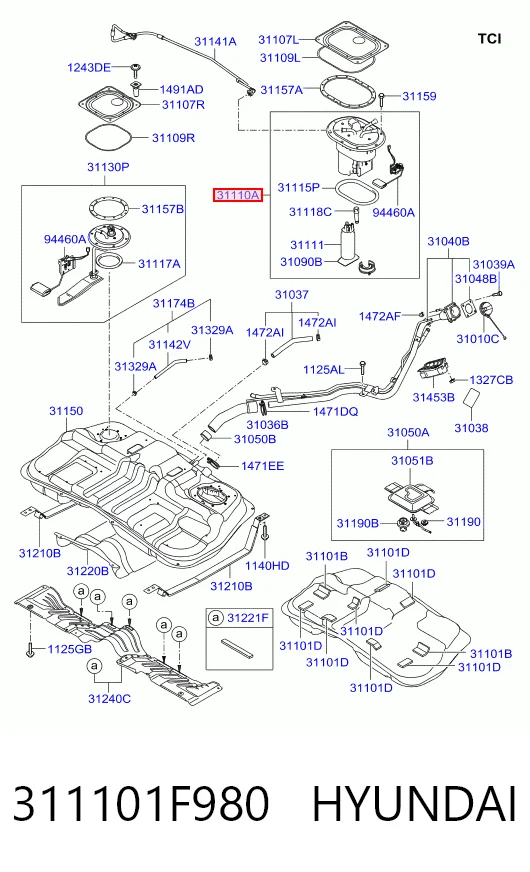 311101F980 Hyundai/Kia Moduł pompy paliwowej z czujnikiem poziomu paliwa