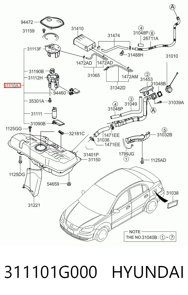 311101G000 Hyundai/Kia Moduł pompy paliwowej z czujnikiem poziomu paliwa