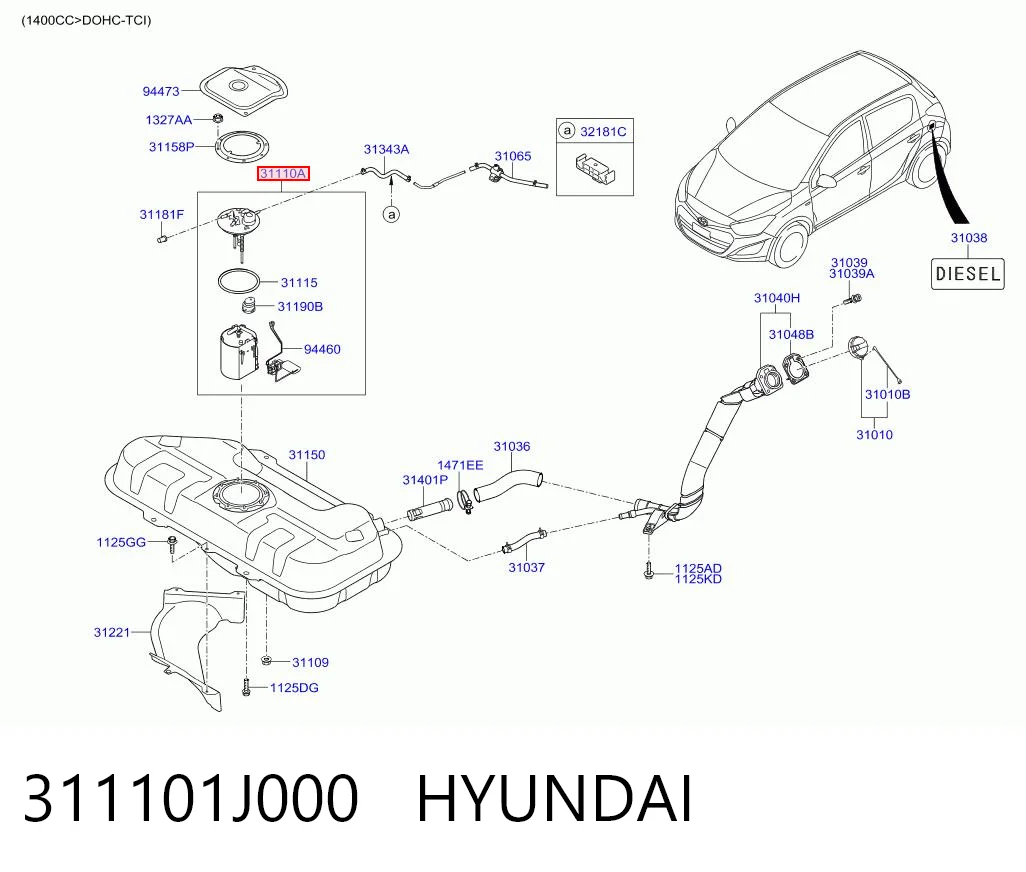 311101J000 Hyundai/Kia Moduł pompy paliwowej z czujnikiem poziomu paliwa