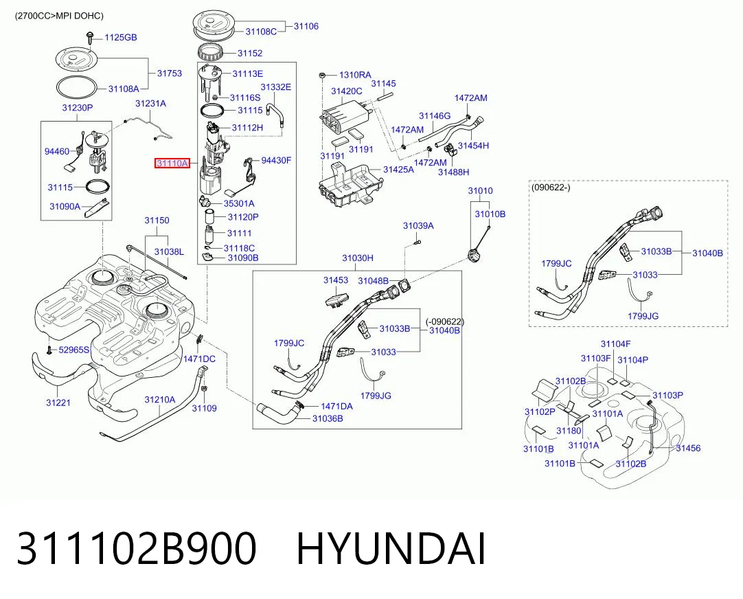 311102B900 Hyundai/Kia Moduł pompy paliwowej z czujnikiem poziomu paliwa