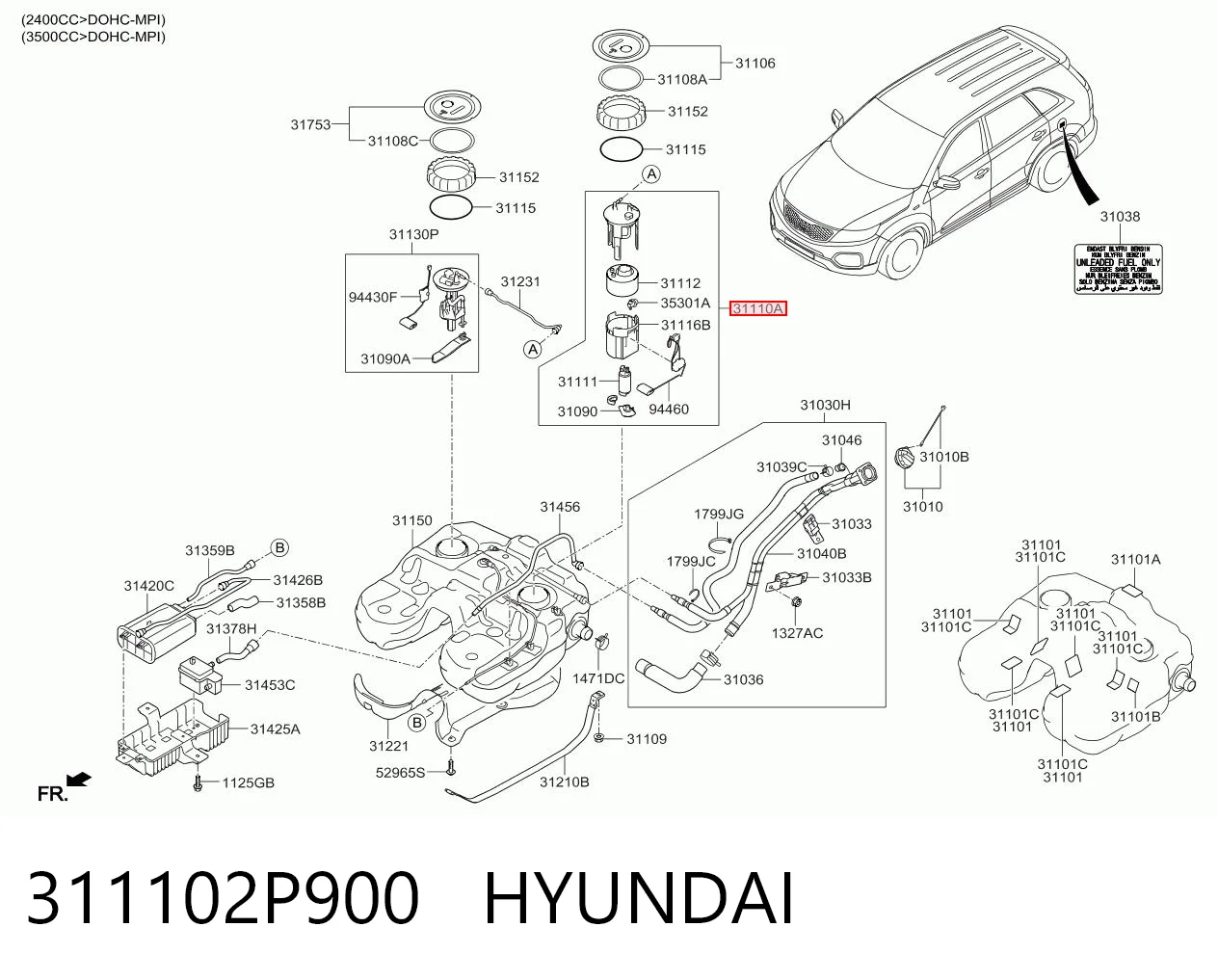 Moduł pompy paliwowej z czujnikiem poziomu paliwa KIA Sorento II SUV (XM) (2009 - 2014) cena, od 90,54 USD