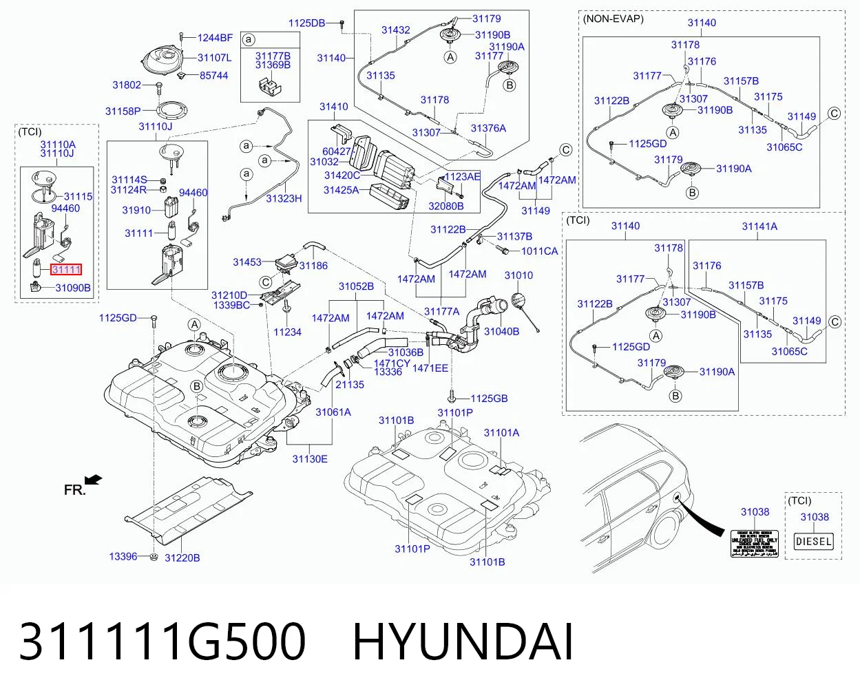 311111G500 Hyundai/Kia Moduł pompy paliwowej z czujnikiem poziomu paliwa