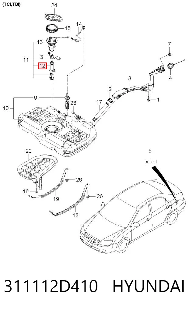 311112D410 Hyundai/Kia Pompa paliwa elektryczna zanurzeniowa